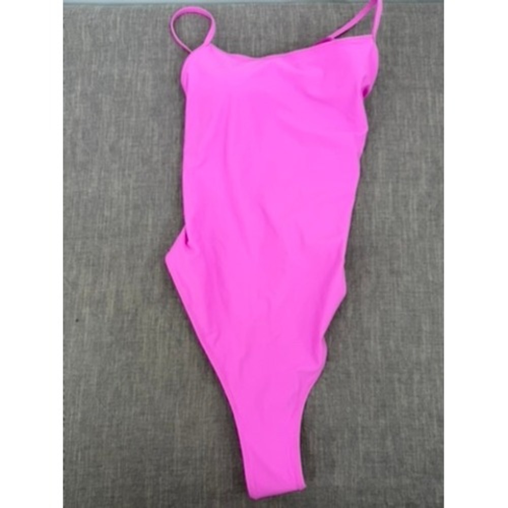 SKIMS Recycled Swim Cami One Piece Swimsuit Neon Orchid Pink Size L Large NWT